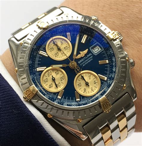 breitling chronomat band gold|Breitling gold chronograph.